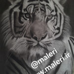 تصویر سیاه قلم 30 در 40 ببر در قاب عکس (کد محصول 1404040304)