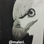 تصویر سیاه قلم 50 در 70 عقاب در قاب عکس ( کد محصول 1404072105)