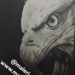 تصویر سیاه قلم 50 در 70 عقاب در قاب عکس ( کد محصول 1404072105)