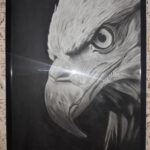 تصویر سیاه قلم 50 در 70 عقاب در قاب عکس ( کد محصول 1404072105)